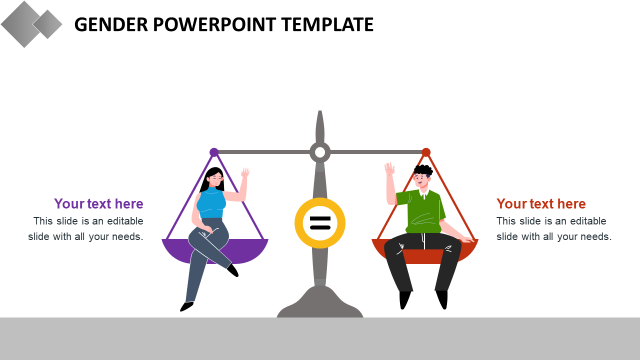 Editable Gender PowerPoint Template Slide Design 2-Node